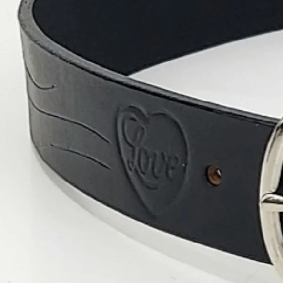 LEAH Personalized Black Leather Belt 32 - Picture 8 of 11